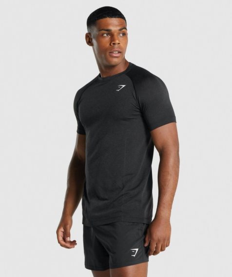 Men's Gymshark Vital Light Seamless T-Shirts Black | NZ 4ZXMOS